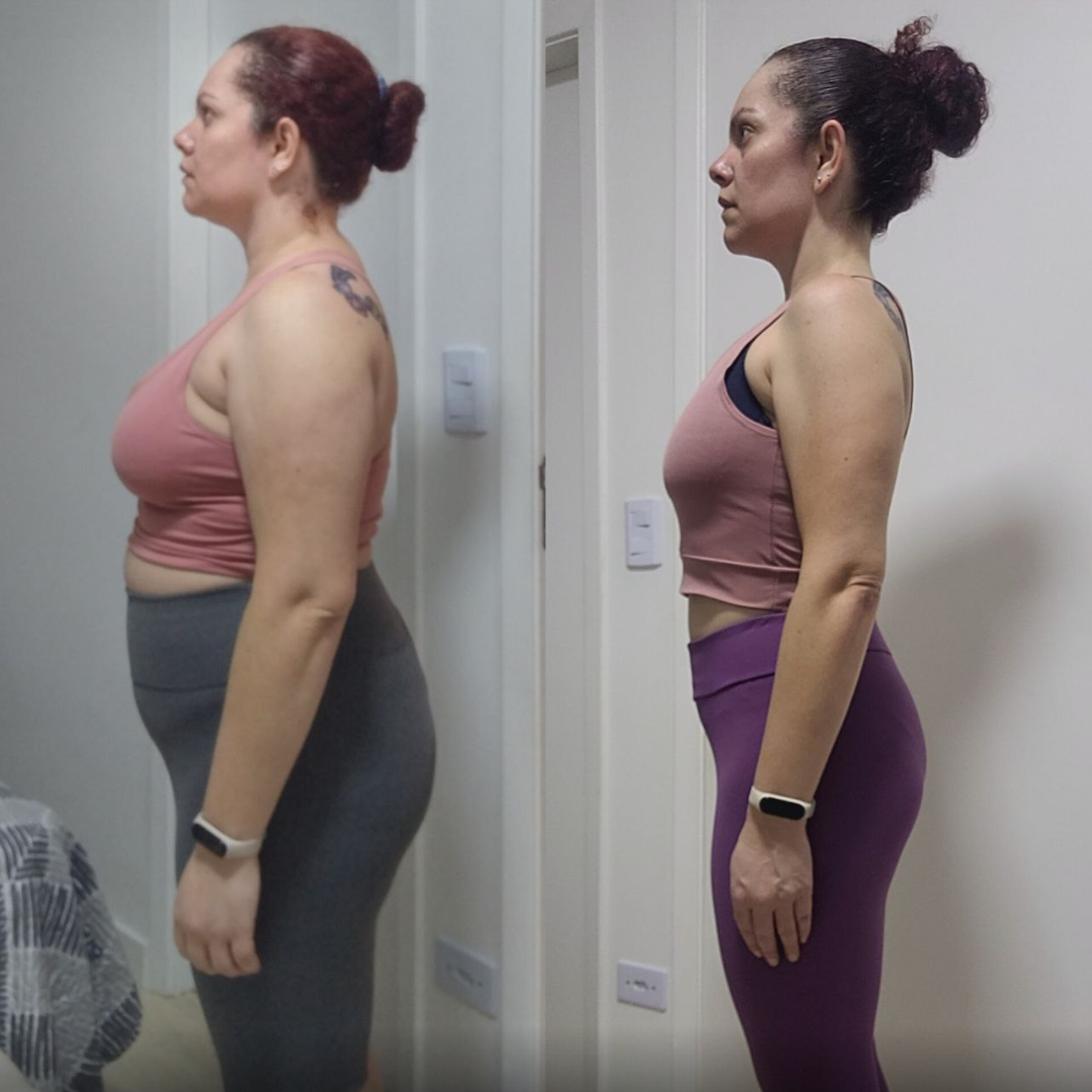 Antes e depois da aluna Rosani